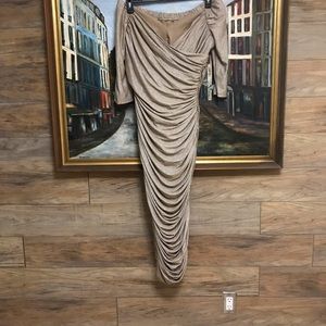 NWOT Long gold fancy Hollywood sparkle dress